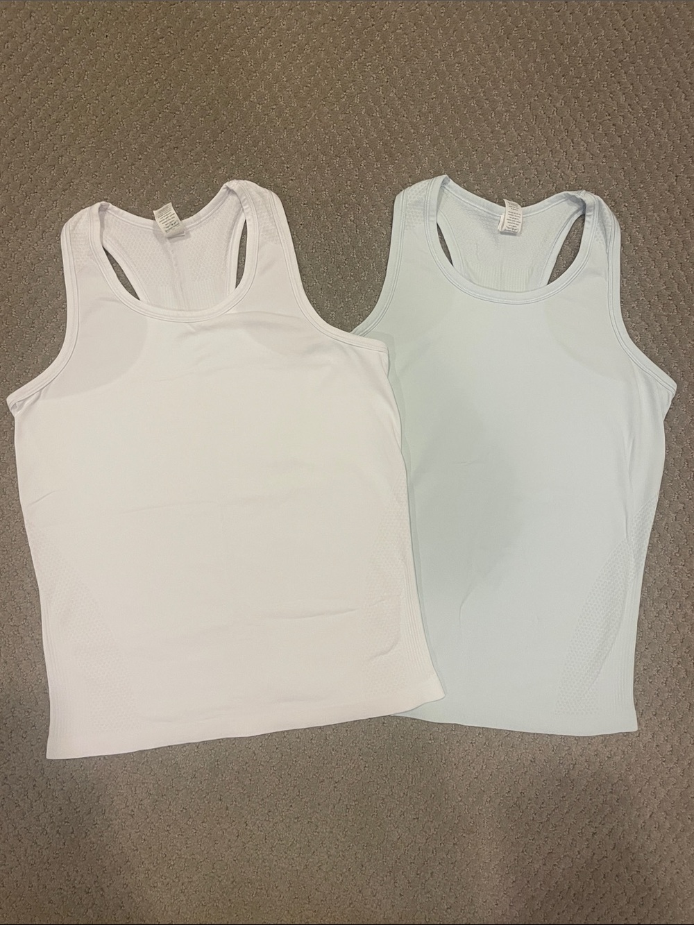 DSG Girl’s Racerback Tank Tops - White & Light Blue